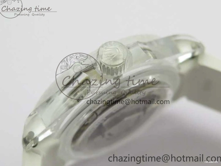 Best Phantomlab Edition 3AF White Dial Submariner VR3135 on Strap Rubber Blue Transparent Light 1109